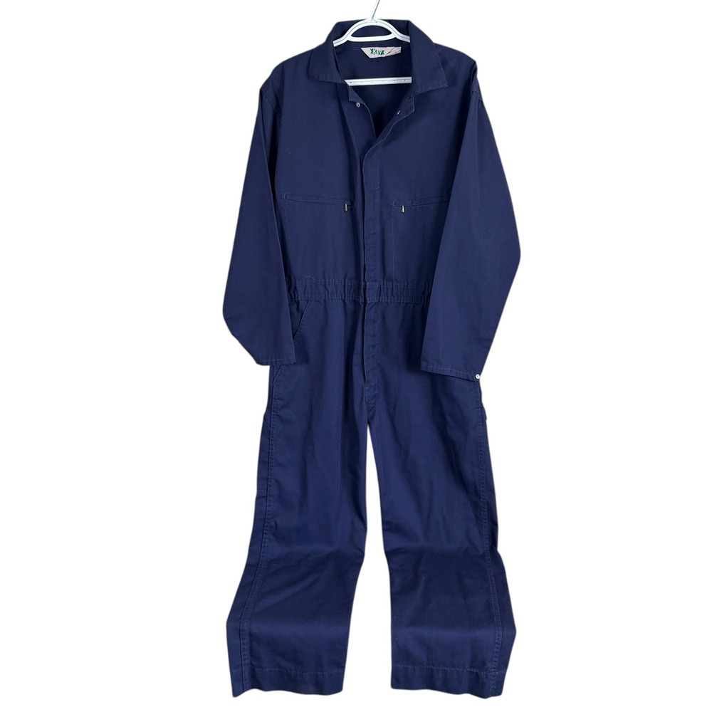 Vintage Key Imperial Coveralls Mens 42 Reg Navy Blue Zip Front Utility Workwear‎
